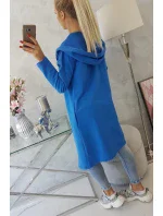 Dlhý kabát s kapucňou nevädzovo modrý