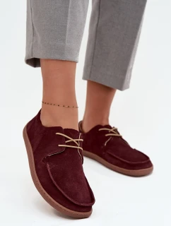 Półbuty Damskie Typu Barefoot Z Naturalnego Zamszu Zazoo 327 Bordowe