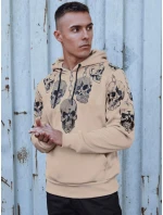 Pánska mikina s kapucňou béžová FashionStreet BX5842