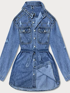Dámska modrá oversize džínsová bunda (M6957)