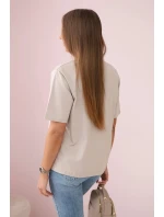 Bavlnená blúzka s potlačou srdca béžová