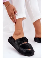 Futrzane Kapcie Damskie Na Platformie Czarne Talfedi
