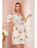 286-4 SANDY košeľové šaty - BIELE A ZLATÉ kruhy