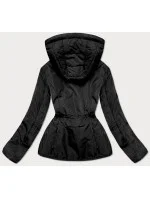Čierna prešívaná dámska bunda na prechodné obdobie (M168)