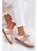 Niskie Sneakersy Damskie Z Wywiniętym Językiem Beżowe Ardira