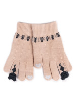 Dievčenské päťprsté rukavice s dotykovým displejom Yoclub RED-0075G-AA5F-002 Beige
