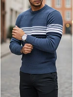 Pánsky pruhovaný modrý sveter FashionStreet WX2325