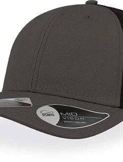 Atlantis Headwear Recy Three 6-panelová sieťovaná čiapka s kšiltom „Recy Three“ 33.6090 tmavošedá/čierna