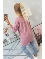 Oversize blúzka s potlačou dúhových pier tmavo ružová