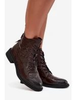 Botki Damskie Z Naturalnej Skóry Ocieplane Artiker 57C1005 Czekoladowe