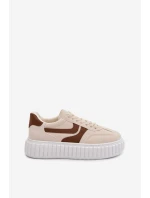 Dámské tenisky na platformě s eko semišem béžové Cadrina