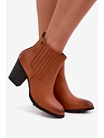 Dámske zateplené čižmy na podpätku Medicine RW16-OBD428-80X Camel