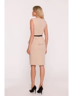 S427 Peplum šaty - béžové