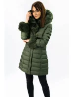 Dámska prešívaná zimná bunda s kapucňou khaki (w750-1) Dámska prešívaná zimná bunda s kapucňou khaki (w750-1)