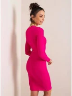 Priliehavé rebrované šaty vo fuchsiovej farbe s okrúhlym výstrihom (5131-08) Priliehavé rebrované šaty vo fuchsiovej farbe s okrúhlym výstrihom (5131-08)