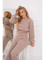 Zateplená súprava s krátkou mikinou tmavo béžová Zateplená súprava s krátkou mikinou tmavo béžová