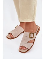 Dámske semišové topánky na plochom podpätku s prackou Big Star TT274476 Beige Dámske semišové topánky na plochom podpätku s prackou Big Star TT274476 Beige