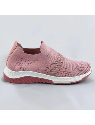 Ružové azúrové dámske topánky so zirkónmi (C1057)