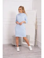 Šaty s kapucňou a vreckami modré