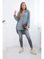 Bavlnená mušelínová košeľa nadrozmernej veľkosti tmavo šedá