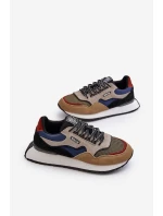 Sneakersy Męskie Big Star NN174320 Memory Foam System Beżowo-Niebieskie