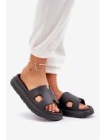 Piankowe Klapki Z Wycięciami Czarne Neladith