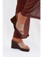 Dámské pantofle na platformě Beżowe Ravelia