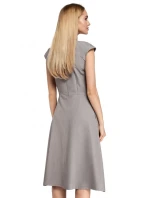 M296 Šaty s obrátenými záhybmi - šedé
