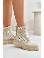 Dámske vysoké tenisky na pevnej platforme Light Beige Kernia