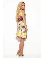 296-8 VICTORIA Trapézové šaty - žltá leopardia potlač