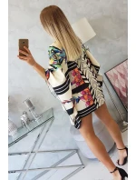 Netopierie šaty s viazaním v páse ecru