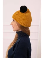 Fleecová čiapka 2 brmbolce K291 horčica