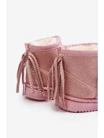 Dziecięce Ocieplane Botki Śniegowce Z Frędzlami Różowe Mikyla