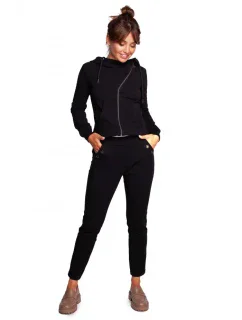 B243 Nohavice s rovnými nohavicami, nohavice s okami - čierne