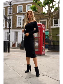 M757 Bodycon šaty na ramienka - čierne