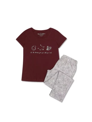 Dámske pyžamo Horoscope 40115-93X Bordeaux / Grey - Henderson Ladies Dámske pyžamo Horoscope 40115-93X Bordeaux / Grey - Henderson Ladies