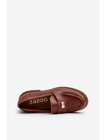 Zazoo 20165 Skórzane Mokasyny Damskie Brązowe
