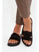 Dámské pantofle Eko semiš s pásky Černé Marivessa