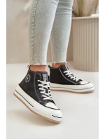 Zateplené dámske tenisky na platforme z ekokože Big Star Black