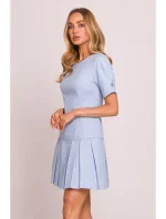 M842 Džínsové šaty so záhybmi - svetlomodré