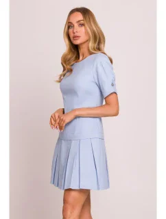 M842 Džínsové šaty so záhybmi - svetlomodré