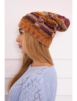 Fleecová čiapka Klaudia K255 oranžová+žltá
