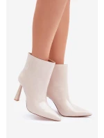 Lakierowane Botki Na Szpice Wsuwane Jasnobeżowe Seliri