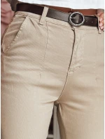 Dámske bavlnené slim fit nohavice s opaskom TAIRONIK tmavo béžové FashionStreet UY2545 Dámske bavlnené slim fit nohavice s opaskom TAIRONIK tmavo béžové FashionStreet UY2545