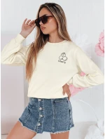 Dámska nadrozmerná mikina s výšivkou CHERSOFT ecru FashionStreet BY1400 Dámska nadrozmerná mikina s výšivkou CHERSOFT ecru FashionStreet BY1400