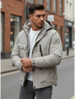 Pánska sivá zimná bunda s kapucňou FashionStreet TX5107