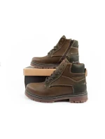 Wrangler Allan Mid pánske sobolie topánky elegantné kožené zelenohnedé