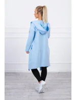 Dlhý kabát s kapucňou modrý