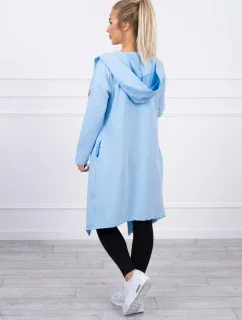 Dlhý kabát s kapucňou modrý