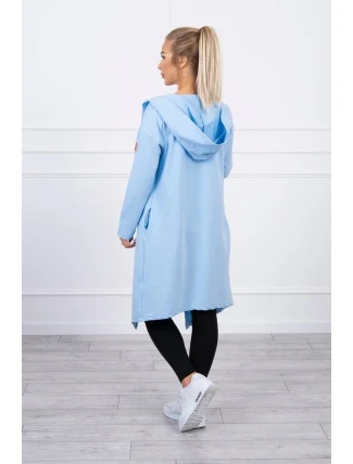 Dlhý kabát s kapucňou modrý